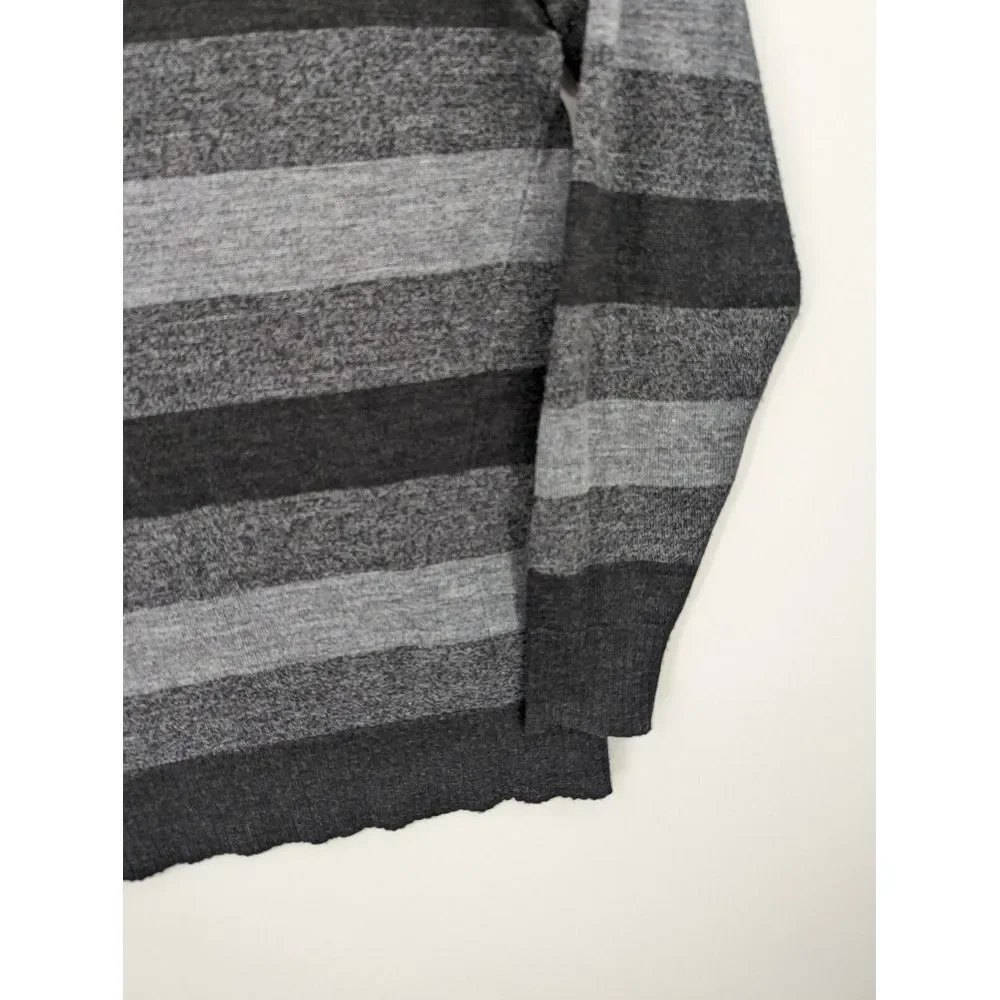 Smartwool Men's Wool Blend Black Gray Striped Crewneck Sweater, Medium EXCELLENT